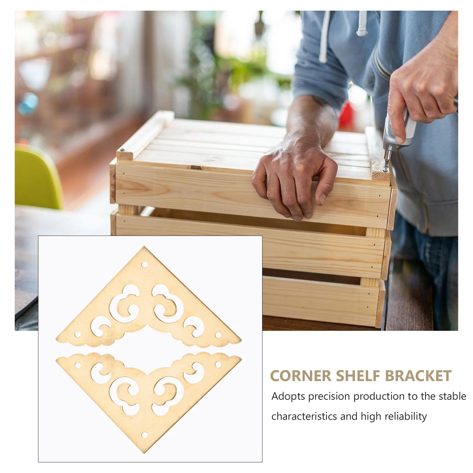 

4 pcs Brass Bracket Golden Edge High Strength Durable Shelf Support Furniture Corner Guarder Hardware Fitting Corner Shelf