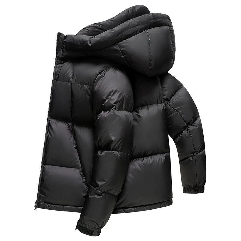 Casual Men's Hooded White Duck Down Jackets Autumn Winter Windproof Warm Puffer Coats Streetwear Solid Down-Filled Tops Clothing