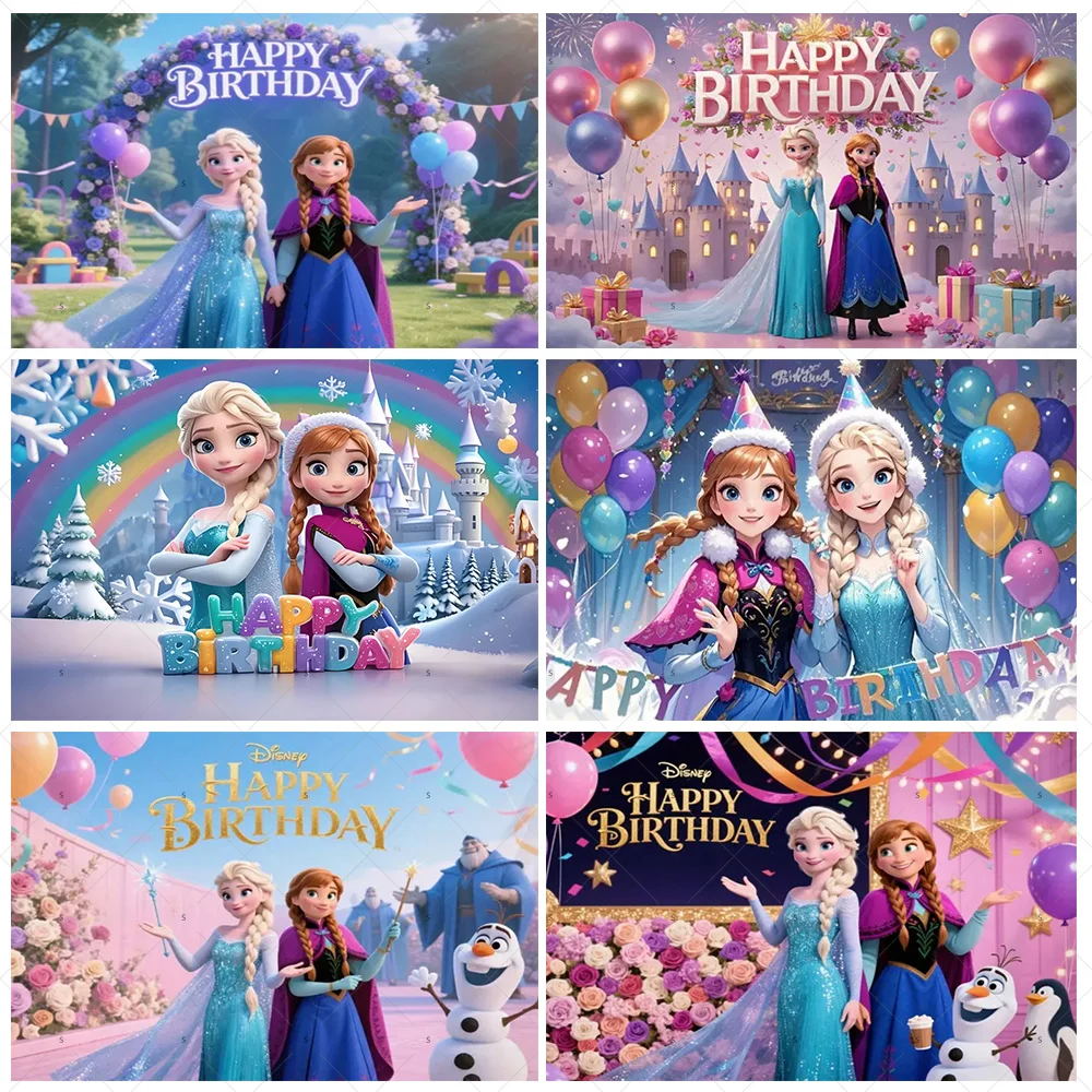

Disney Elsa Anna Princess Backdrop Frozen Theme Girl Birthday Party Decoration Elsa Photography Background Baby Shower Supplies