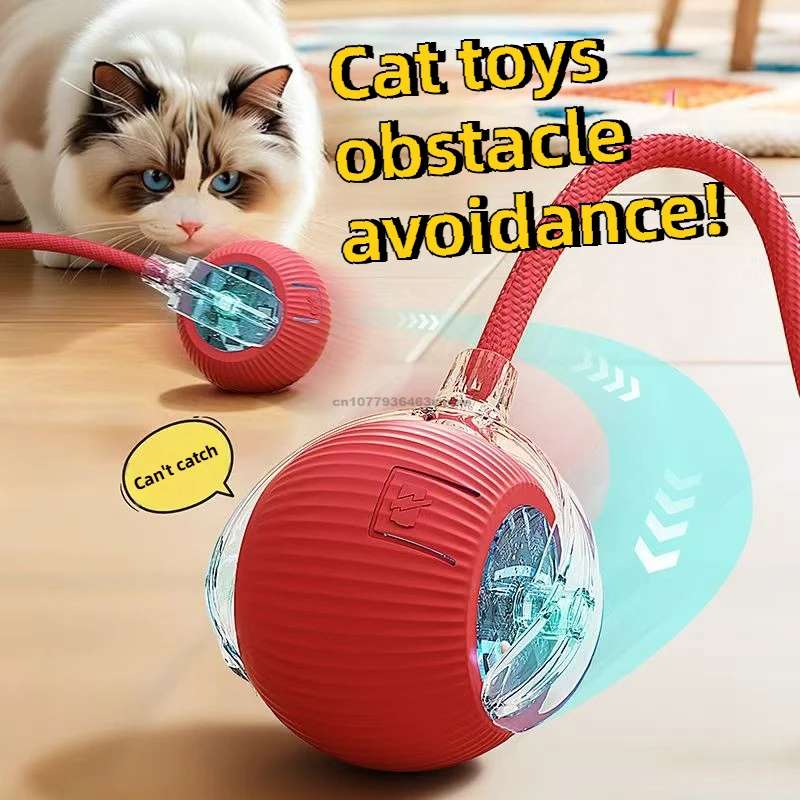 Electric Cat Ball Toys Automatic Rolling Ball Faux Tail Rechargeable Pet Interactive Toy Dog Cat Training Imitate Mouse Pet Toys