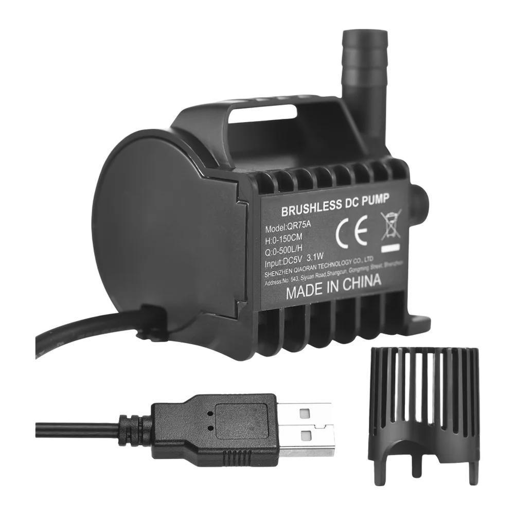 5V Brushless Water Pump with 500L/H Flow and 150CM Lift Height Built for Submersible Use in For Aquarium Environments