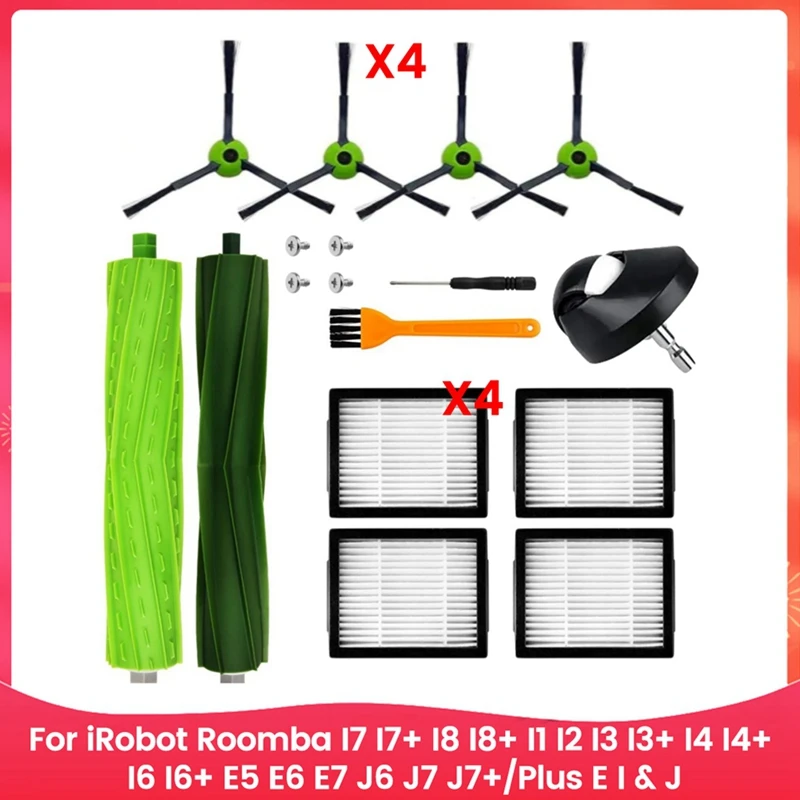 สําหรับ Irobot Roomba I7 I7 + I8 I8 + I1 I2 I3 I3 + I4 I4 + I6 I6 + E5 E6 E7 J6 J7 J7 +/Plus E, I & J Series แปรงกรองสูญญากาศ
