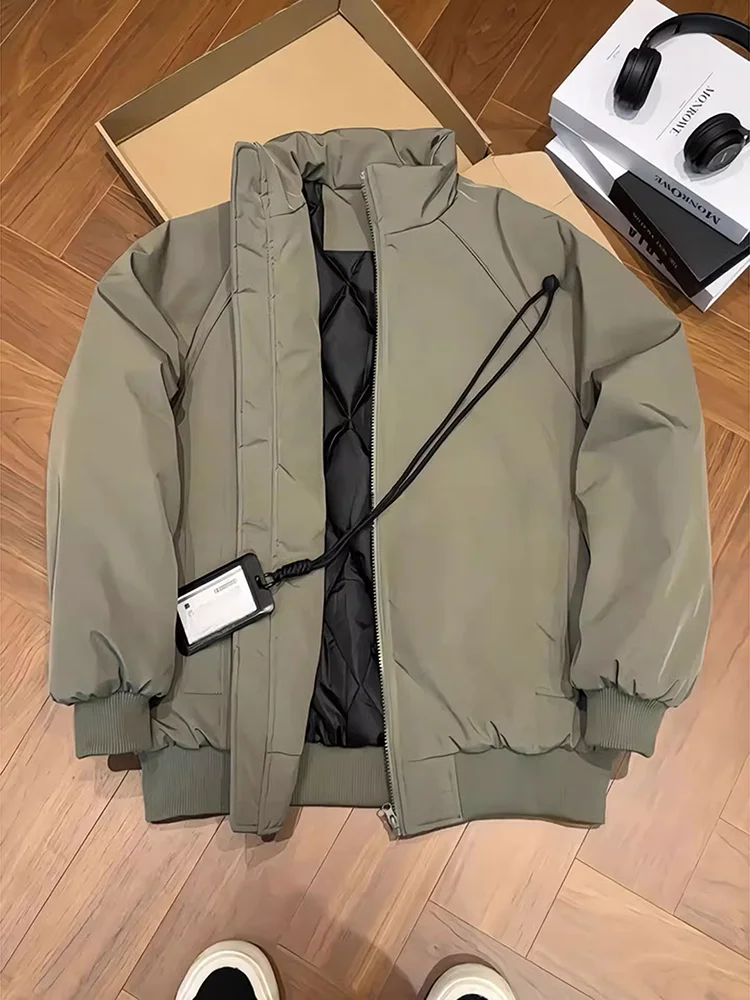 

Утепленная мужская зимняя куртка-пилот из хлопка с деконструированным пэчворком, в стиле милитари, теплая, с длинными рукавами, на молнии, повседневная