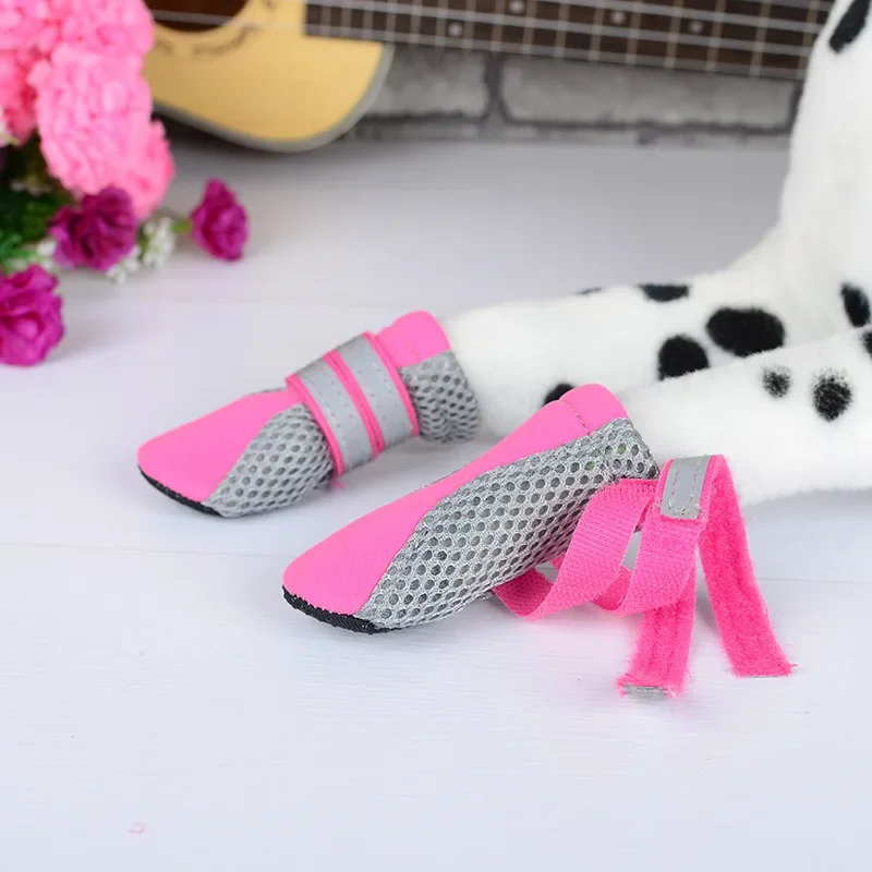 4 pcs/set New breathable dog pet shoes Mesh Pet Shoes Soft Non-slip dog cat shoes Puppy casual walking shoes XS S M L XL suppy