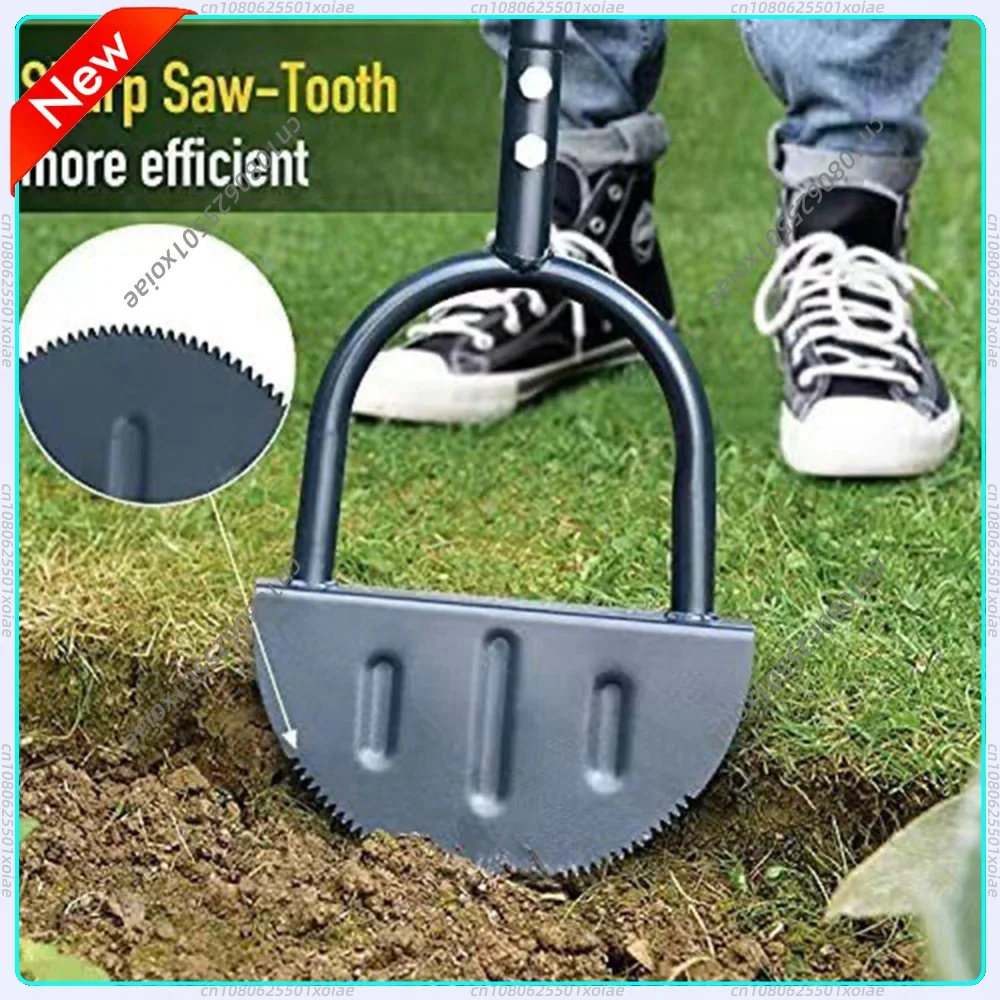 Grass Saw Cutter With T-Grip Half Moon Serrated Manual Lawn Edger Wear-resistant Reinforced Gardening for Home Garden Supplies