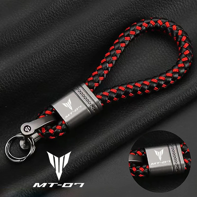 

For Yamaha MT MT07 2021 2022 Accessories Custom LOGO Motorcycle Braided Rope Keyring Metal Keychain