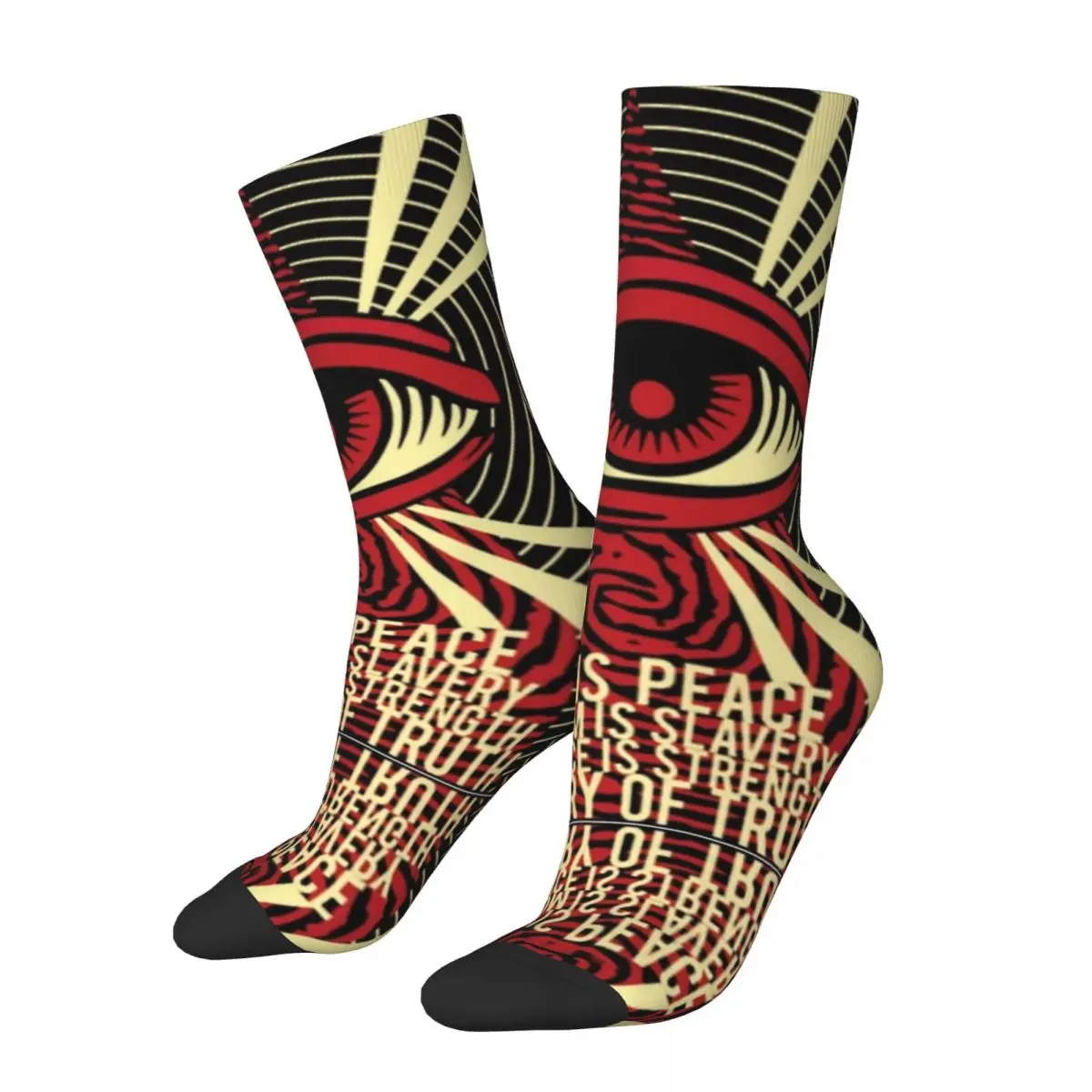 Harajuku Ministry Of Truth Football Socks Metal Music Band Polyester Crew Socks for Unisex Breathable