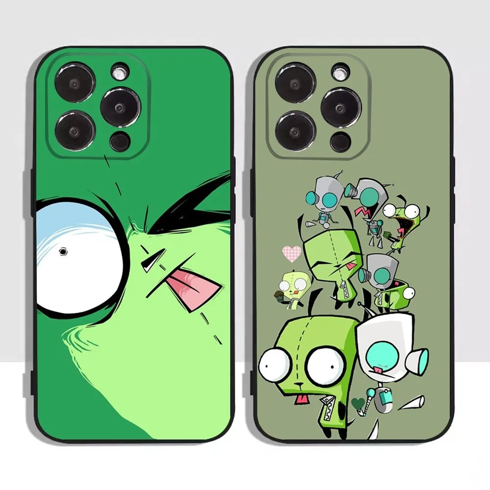 Cartoon I-Invader Zim Phone Case For Apple iPhone 15,14,13,12,11,XS,XR,X,8,7,Pro,Max,Plus,mini Silicone Black Cover