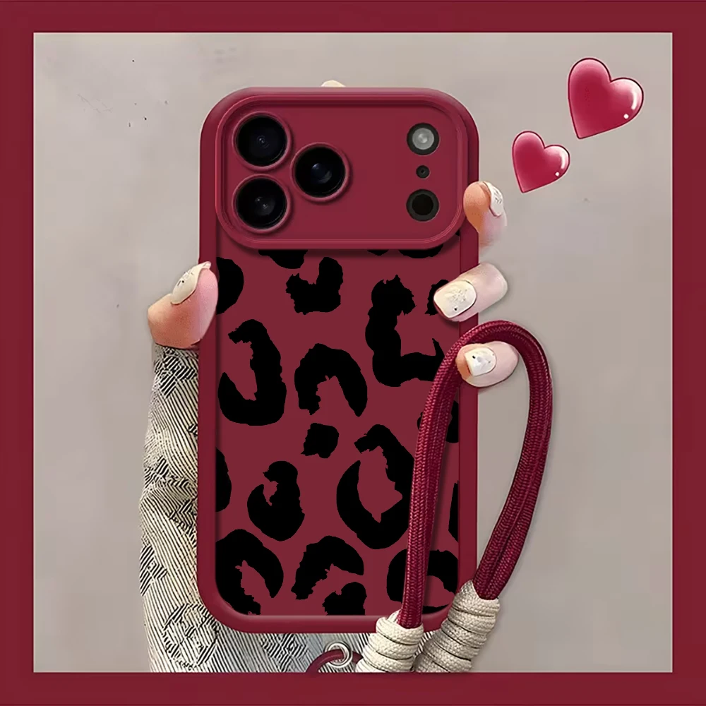 Retro-Leopardenmuster-Handschlaufenhülle für iPhone 16 17 Pro Max Hüllen iPhone 11 12 13 ProMax 14 15 7 Plus mit Lanyard Fundas – Detail 7