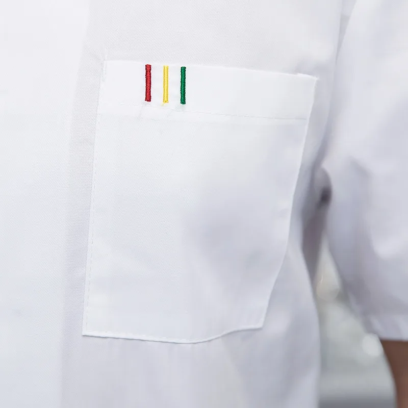 Trajes de Chef de manga corta para hombre y mujer, ropa de trabajo fina y transpirable para Hotel, Catering, cocina, verano