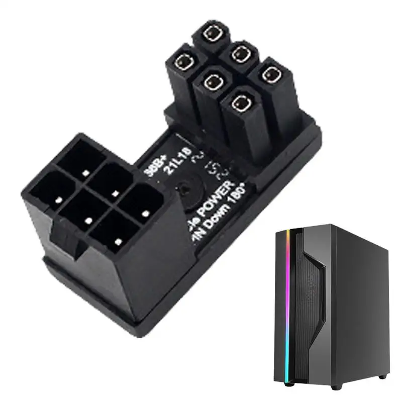 Kartu grafis 8 Pin konektor adaptor daya 6/8 Pin konektor papan kemudi 180 derajat adaptor bersudut adaptor GPU untuk Desktop