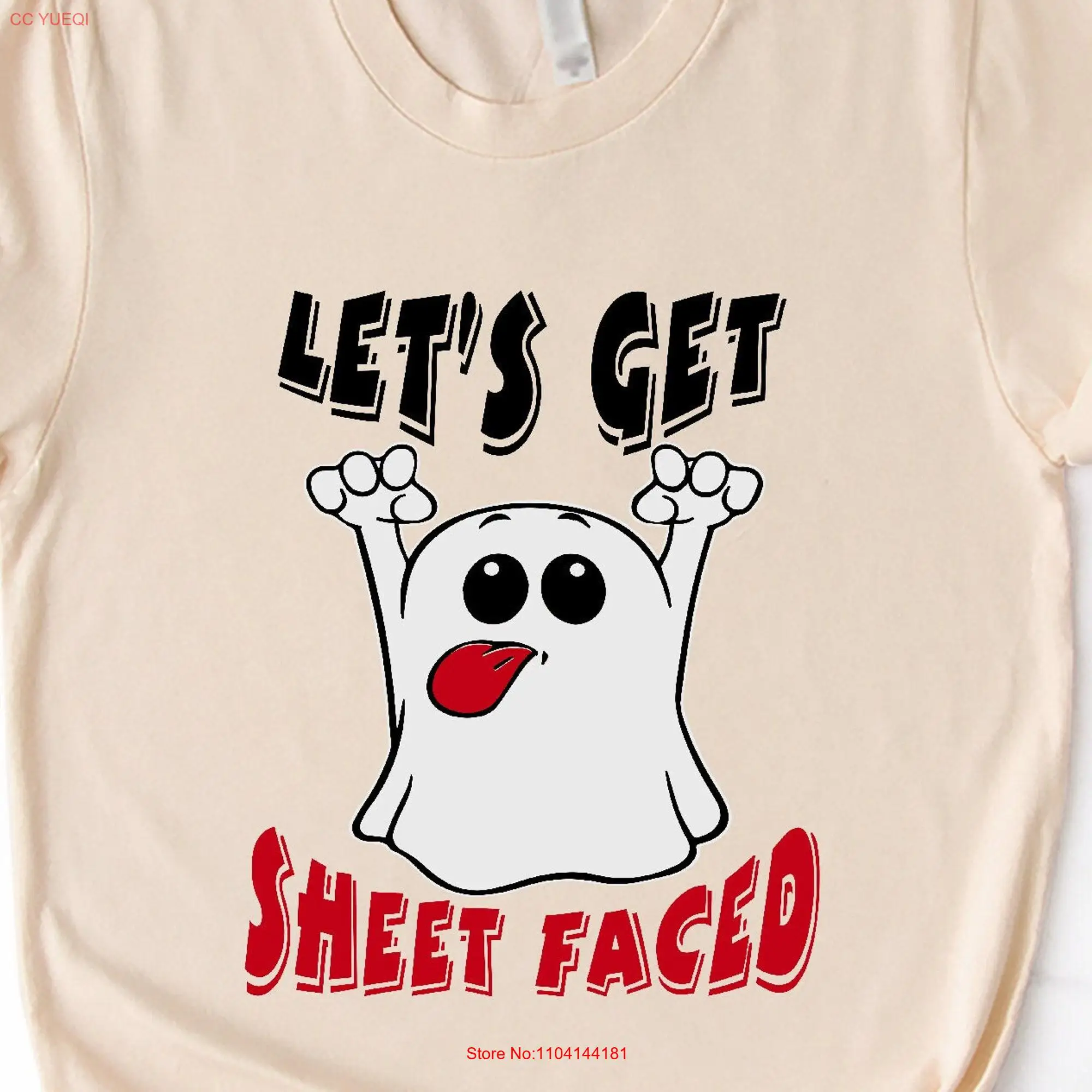 Let's Get Sheet Faced Pumpkin T Shirt Halloween Trick or Treat SweaT Funny Sarcastic GhosT  long or short sleeves