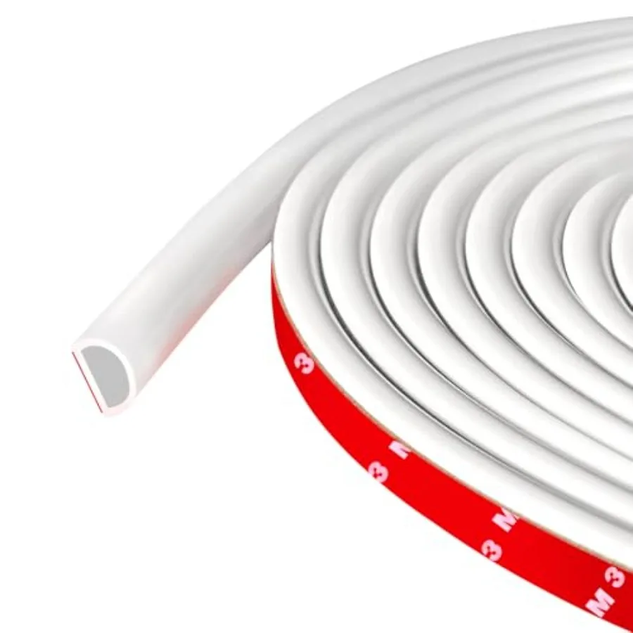 

Weather Stripping Door Seal Self Adhesive Door Weather Strip Silicone D Shaped Seal Strip for Door Frame/Window Seal, 20Feet, 3