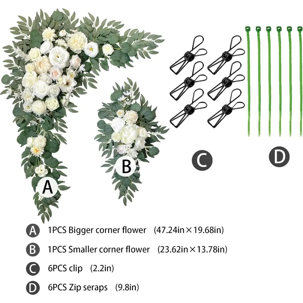 Faux Flowers Arch Flowers with Drapes (Set of 5) Wedding Decor and Wedding Arch Draping Artificial Flower Arrangements