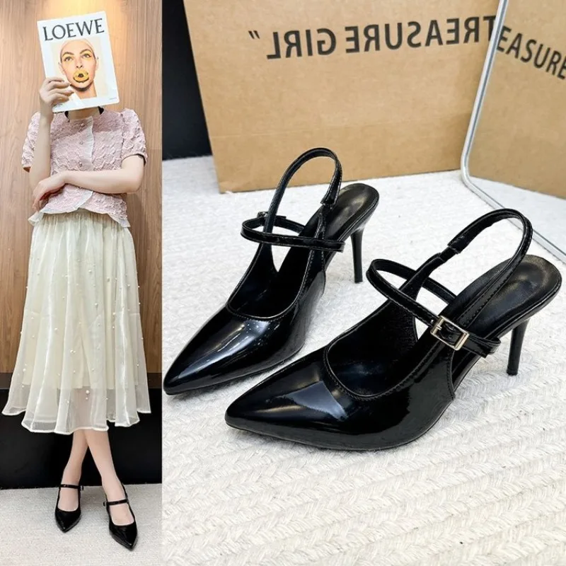 

Women Pointed Toe Heels Shoes Sandals 2025 Dress Party Fashion Summer Slippers New Walking Flip Flops Pumps Slides Plus Size 42