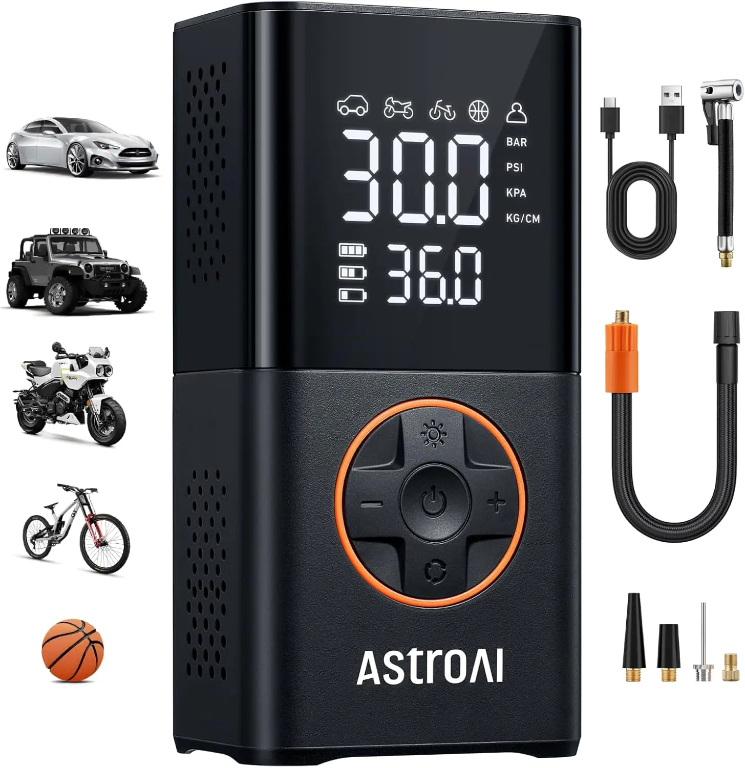 

Portable Cordless Air Compressor with Digital Display, 150 PSI for Car Motorcycle Bike Ball Inflation