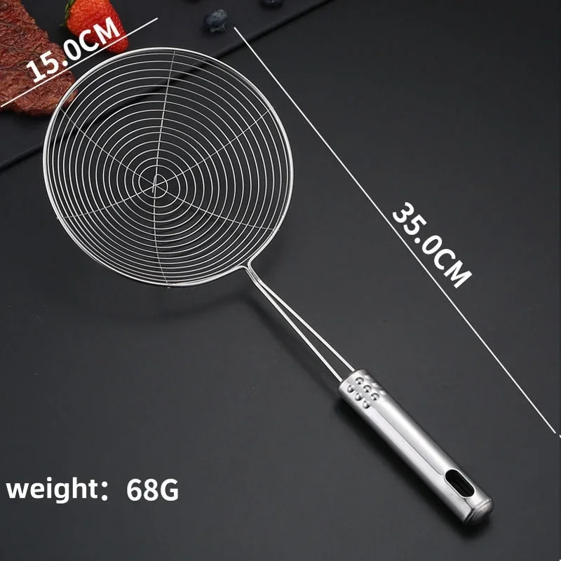 Household Commercial Stainless Steel Fine Mesh Skimmer Spoon Multi Purpose Noodle Dumpling Frying Hot Pot Kitchen Filter Tool
