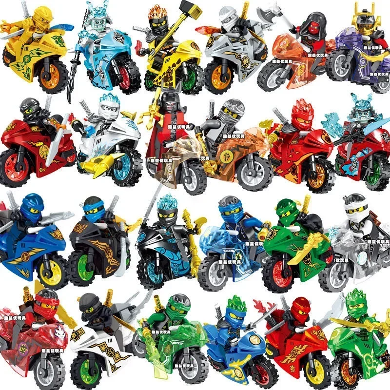 Mini Ninja Motorcycle Action Figures Building Blocks Skeleton Soldiers Snakes Warrior Samurai Anime Movie Dolls Bricks Kids Toys - view 2