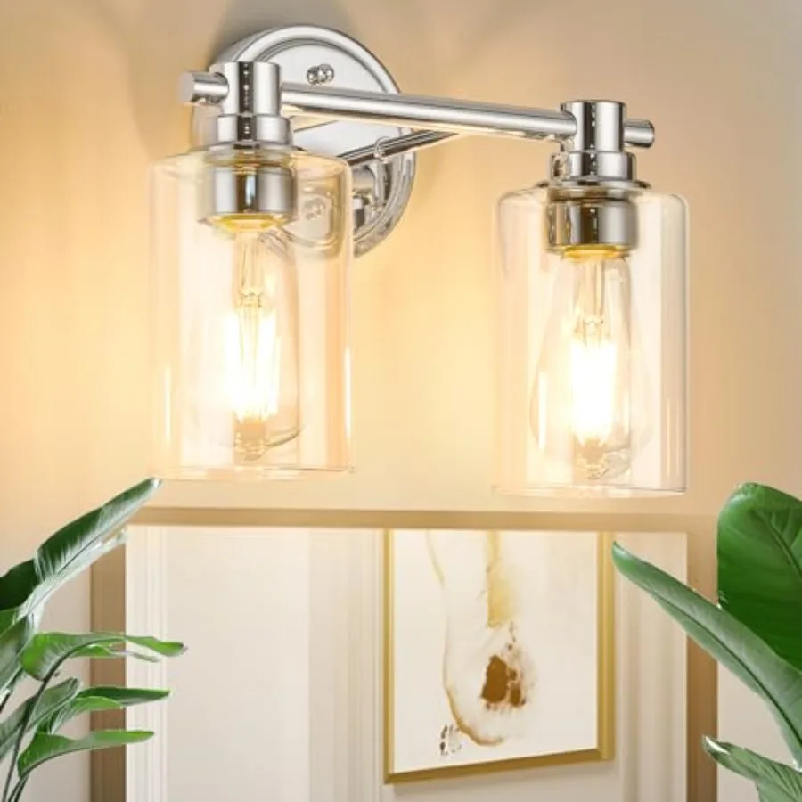 

Bathroom Light Fixtures Wall Sconce Light with Clear Glass Bathroom Lighting Over Mirror Vanity for Living Room, Bedroom, Restr