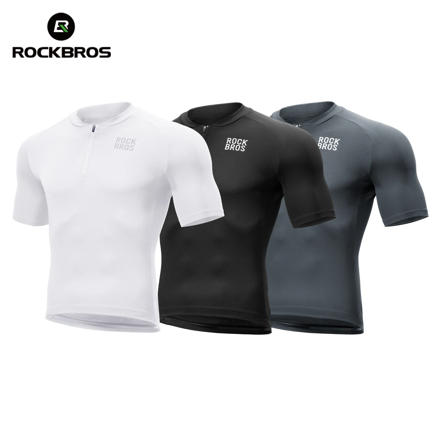 ROCKBROS Summer Cycling Jersey Short Sleeve Polo Shirt Lightweight Breathable Quick Dry Half Zipper Jersey Men Cycling Clothing