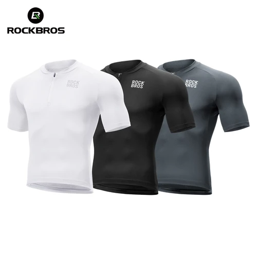 ROCKBROS Maillot de ciclismo de verano polo de manga corta liviano transpirable de secado rápido con cremallera media ropa de ciclismo para hombre