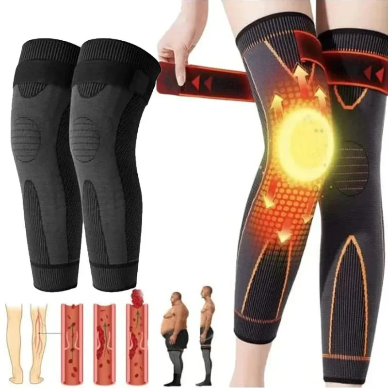 

1PC Non-Slip Knee Pads Elastic Long Leg Sleeve Bandage Pressurized Knee Pads Running Sports Warm Leg Protection Accessories
