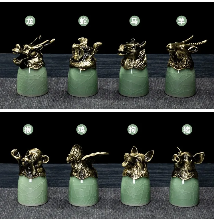 

Керамический белый стеклянный диспенсер, Подарочная коробка, набор для очков китайского зодиака с искусственным и роскошным