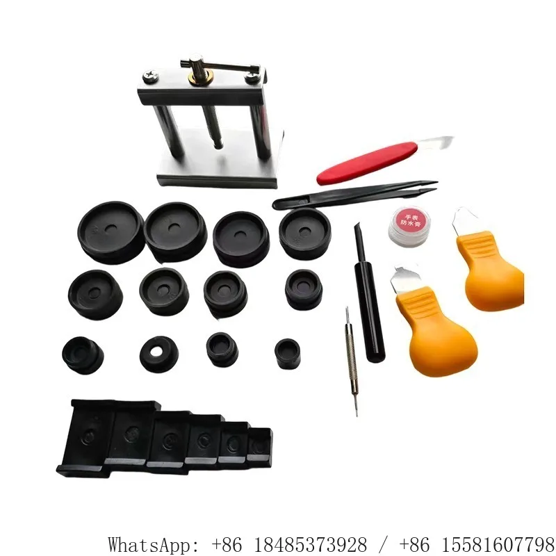 Screw Type Watch Case Press Tool Kit,Watch Back Cover Press Machine,Complete Watch Repair Tool Set for Watch Battery Replacement