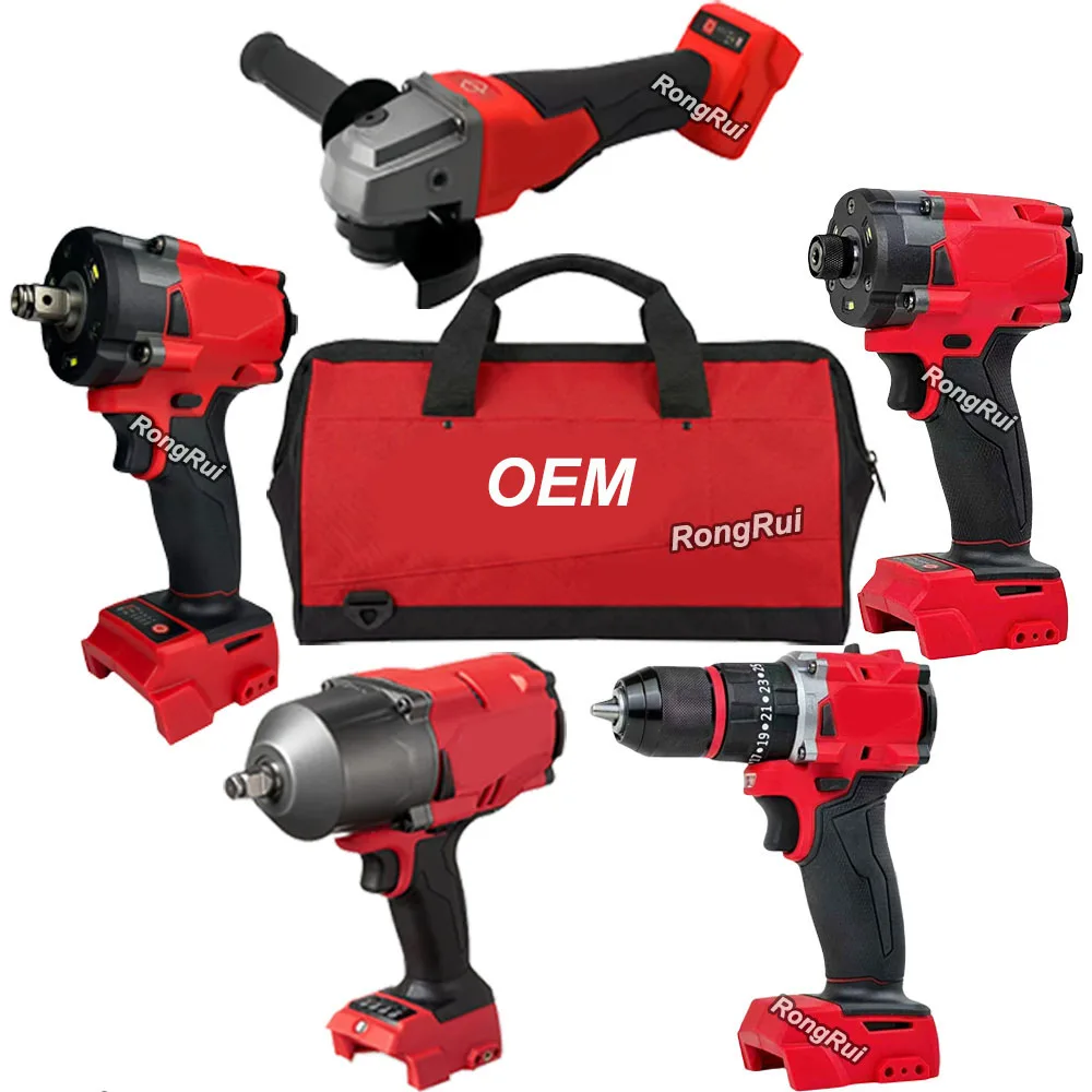 Conjunto de Ferramentas Elétricas Sem Fio Mwk 5 em 1 - Furadeira de Impacto/Esmerilhadeira/Chave de Torque, Kit de Ferramentas Elétricas Sem Escovas