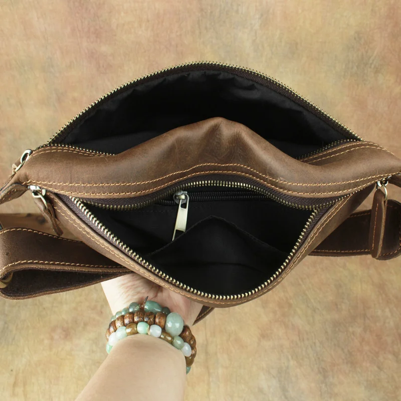 Marsupio Unisex in pelle di cavallo pazzo marsupio da uomo marsupio Vintage da donna borsa a tracolla Messenger genuina