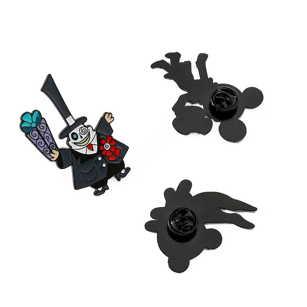 Broche de dibujos animados de pesadilla antes de Navidad, insignia de Metal, Pin de Mickey, esqueleto creativo, accesorios de joyería, regalo de Halloween, 3 piezas