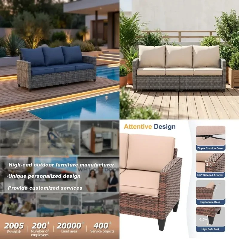 for Modern Style Comfortable Outdoor Sofa  Rattan Courtyard Garden Furniture Aluminum Leisure Chair Set with Cushions