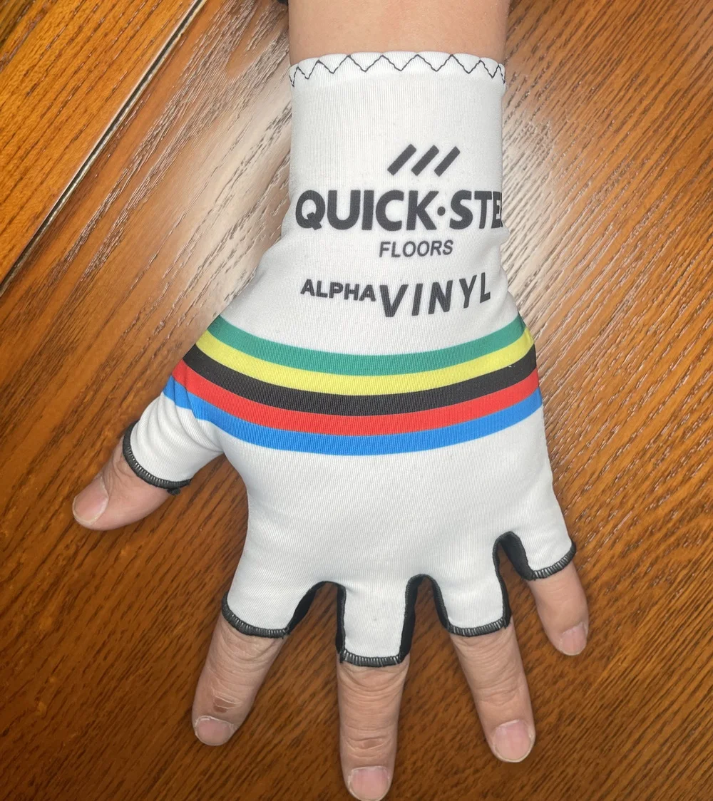 

2022 2021 Deceuninck Quick Step TEAM White One Pair Sports Half Finger Cycling Jersey Gloves MTB RoadGel Gloves