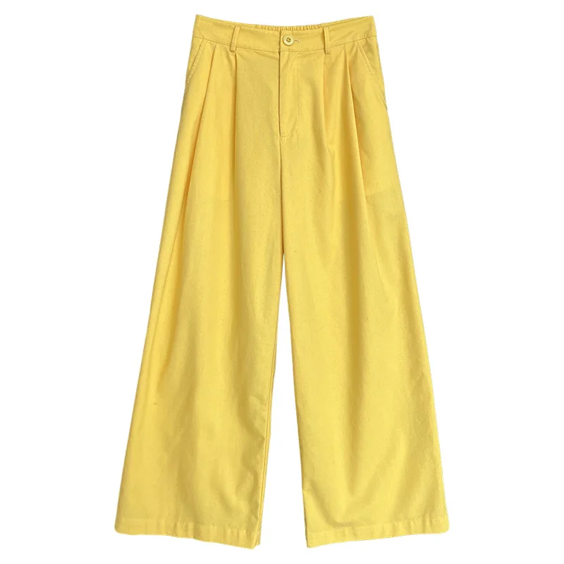 

Korean wide leg pants for women, summer new style with a drooping feel straight leg pants, loose and casual floor length pants