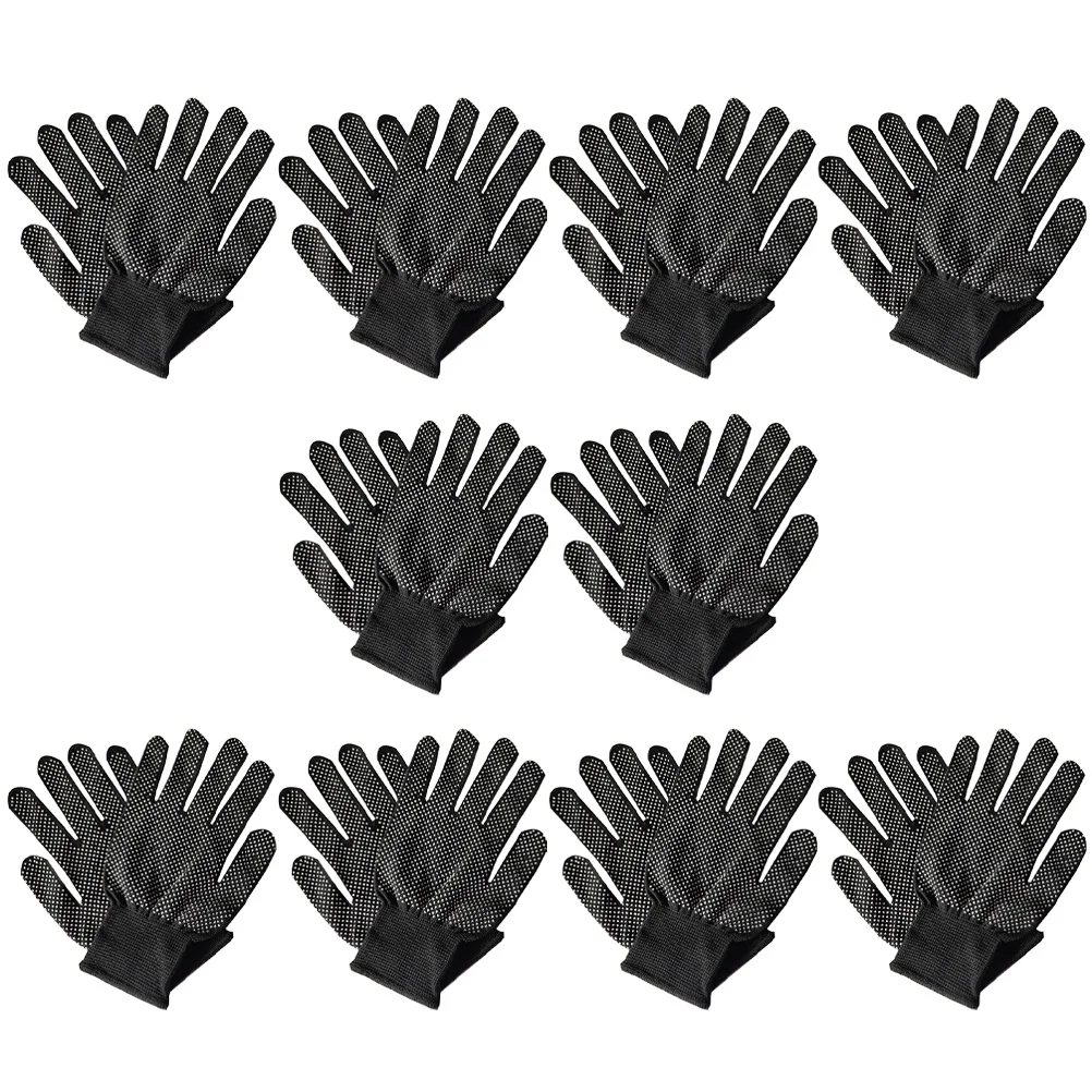 

10 Pairs Black Dotted PVC Anti Static Gloves Gardening Mitten Safety H Protection Polyester Non Slip Breathable Outdoor Work
