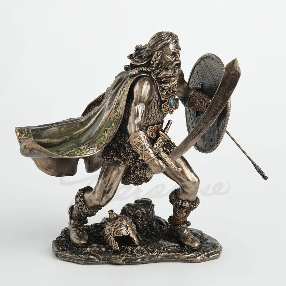 Viking Warrior Statue Norse Mythology Resin Figurine with Sword & Shield Resin Craft Collectible Gift for History Fans Gift