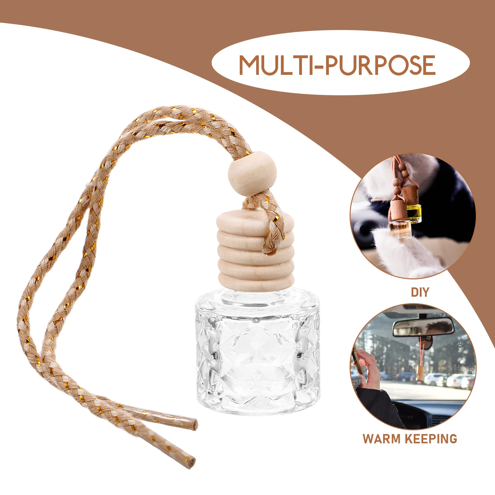

6 Pcs Car Perfume Bottle Pendant 8ml Empty Air Freshener Hanging Essential Oil Bottles Aromatherapy Diffuser Home Office Vehicle