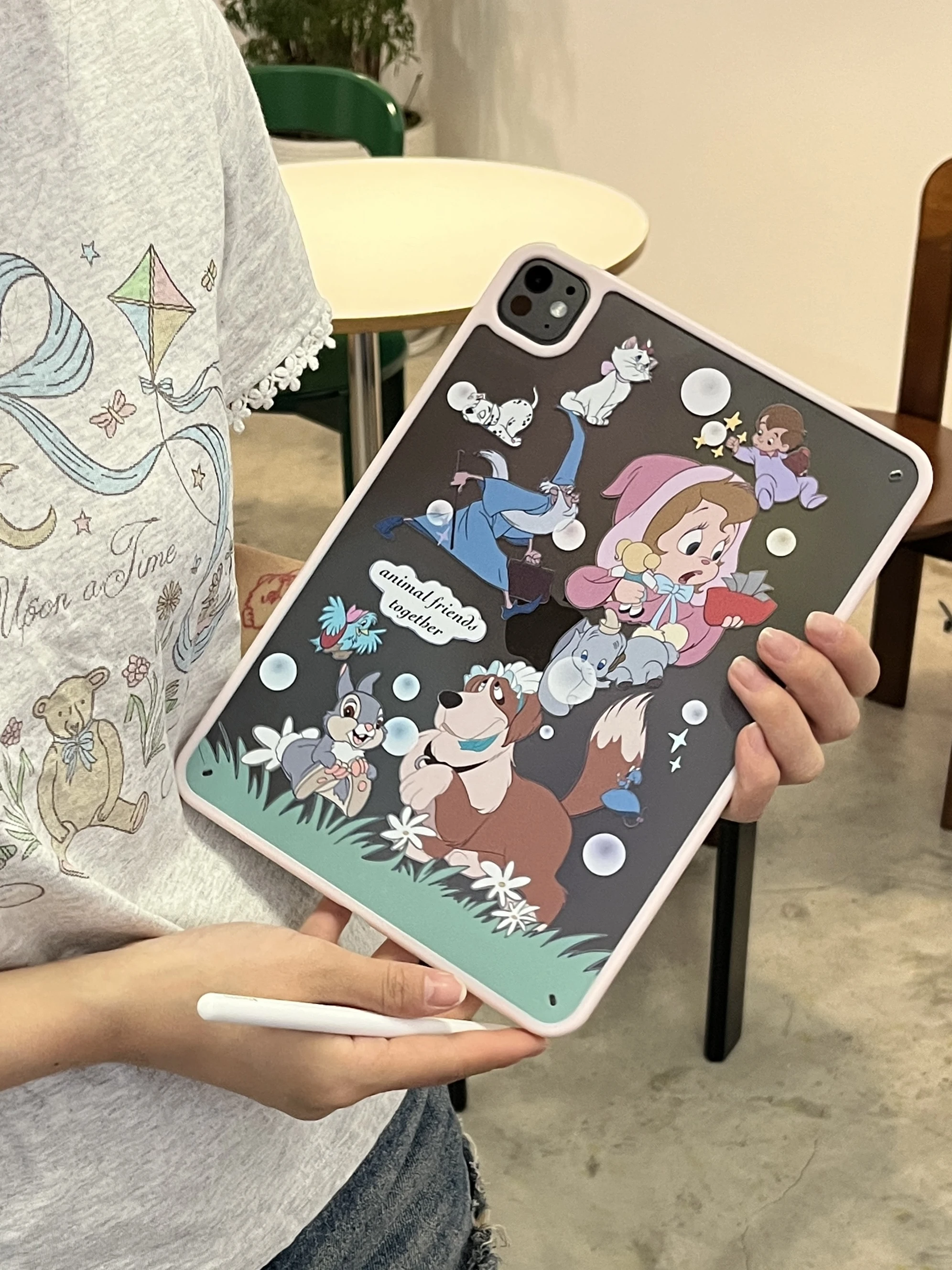 

For IPad 9 8 Seventh Air 2 3 4 5 6 10.9 13 Mini 6 Pro 11 A16 Disney Cartoon Cute Thumper Rabbit Tablet Transparent Acrylic Case