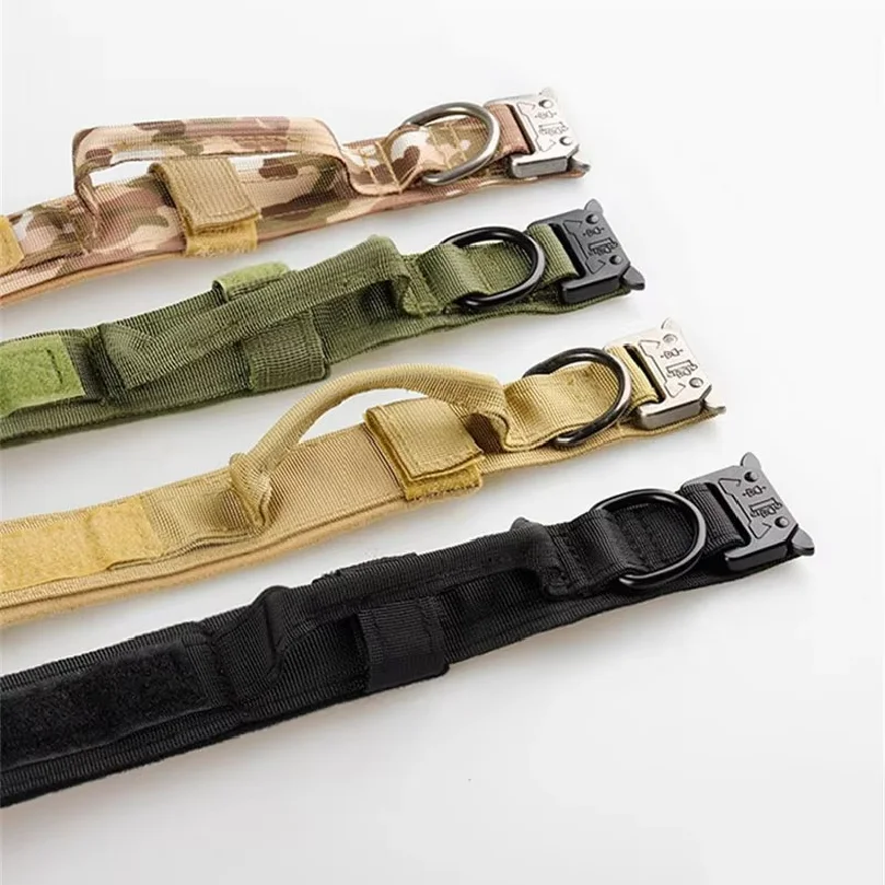 Medium to Large Dogs Tactical Collar Traction Strap Alloy Buckle Dog Collar with Handle Retractable Dog Leash Pet Supplies Sets