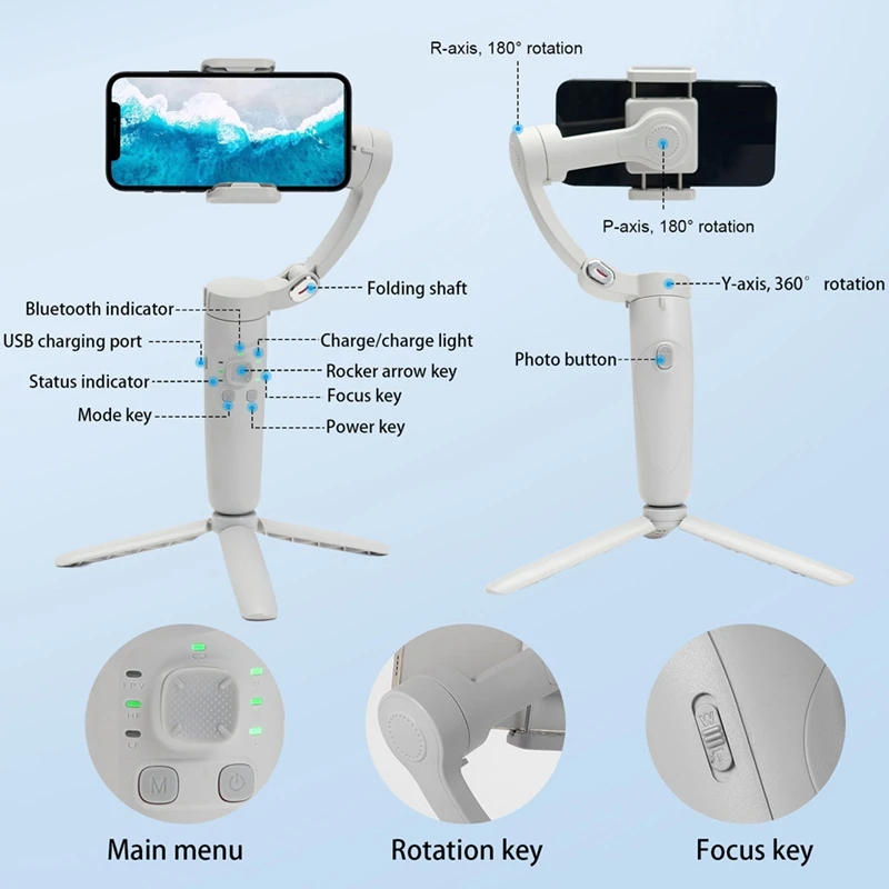 3-Axis Handheld Gimbal Stabilizer Foldable Handheld Phone Video Record Vlog Anti-Shake Stabilizer For Smartphone Iphone