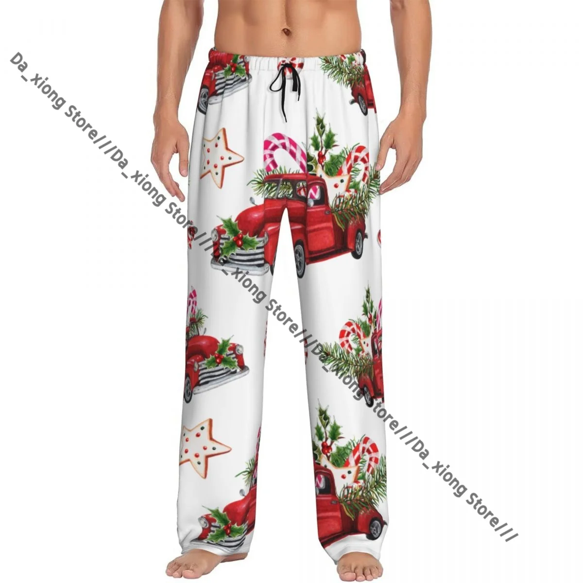 Watercolor Christmas Trunk Mens Pajamas Pyjamas Pants Lounge Pants Sleep Bottoms