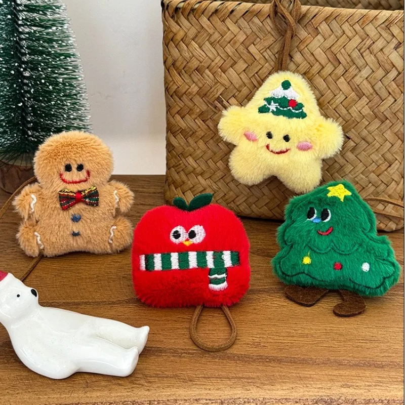 Christmas Plush Keychain Cartoon Santa Claus Christmas Tree Doll Stuffed Toys Car Keyring Bag Pendant Hanging Decor Gift 키링