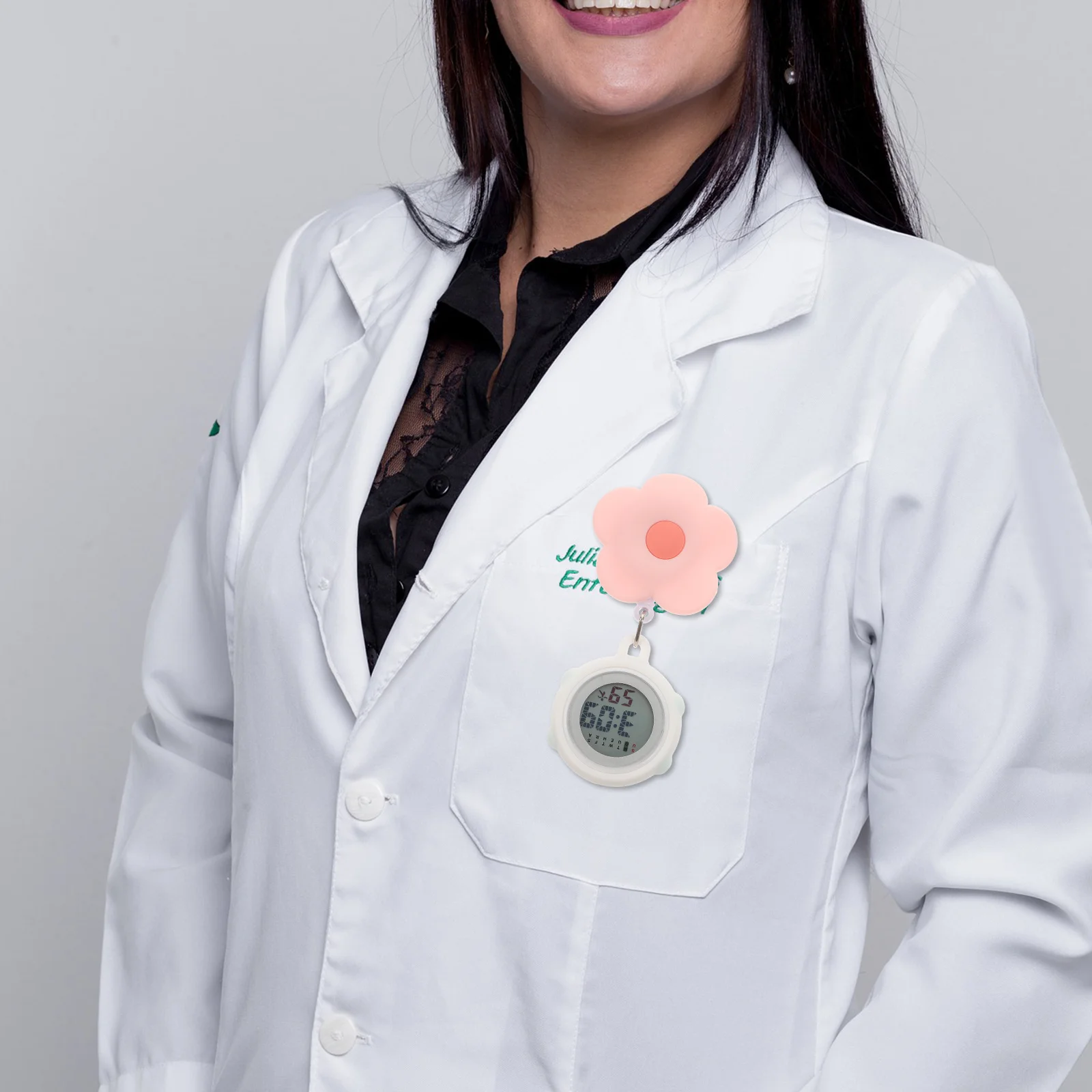 ساعة منبه رقمية إلكترونية للممرضات مع تصميم مرن قابل للسحب وخفيف الوزن معلق على الصدر لموظفي المستشفى #1