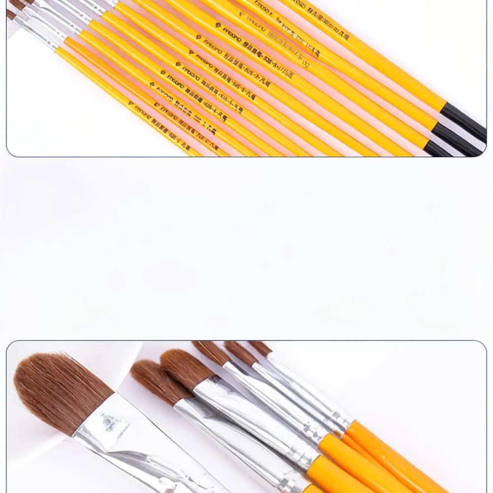 Artist Paint Brush Round Head Hog Bristle Wooden Handle For Acrylic Watercolor Oil Painting Professional Craft Tool