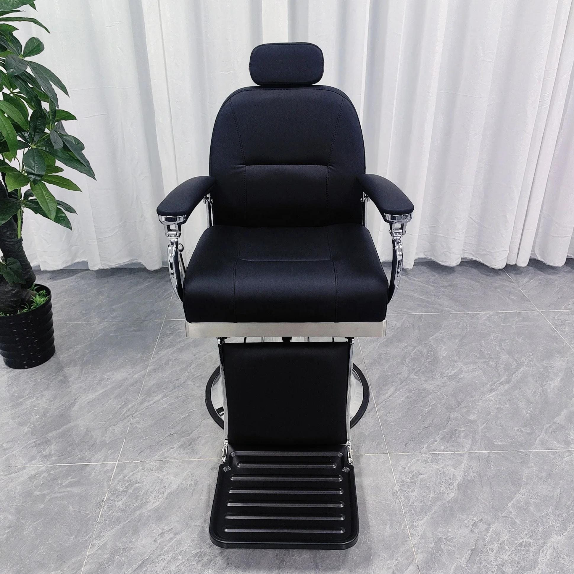 High Quality Black Leather  Dolphin Shaped Armrest Portable Barber Shop Salon Barber Chair Middle Chair Factory Wholesale