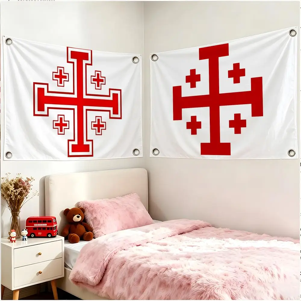 Order Chivalry Order Of The Holy Sepulchre Flags Daily Four Ring Borderless Design Indoor & Outdoor Decor Easy to Hang Install