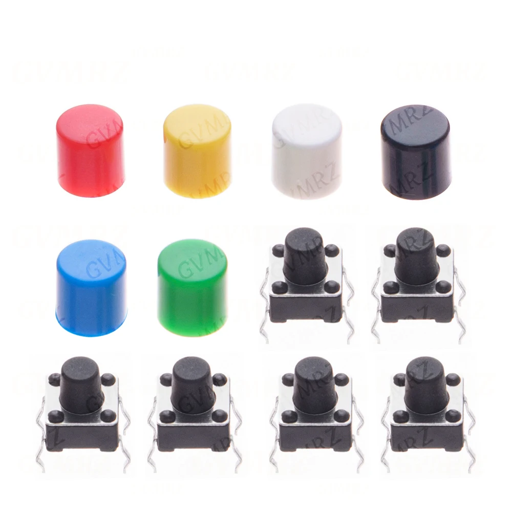 50 Pairs 4PIN With Round Cap 6*6*7mm 100PCS 6x6x7mm PCB Momentary Tactile Tact Mini Push Button Switch Module DIP - view 4