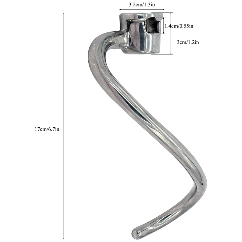 7 Quart Dough Hook Replacement For Kitchenaid KSM7990 KSM7581 Stand Mixer - Stainless Steel