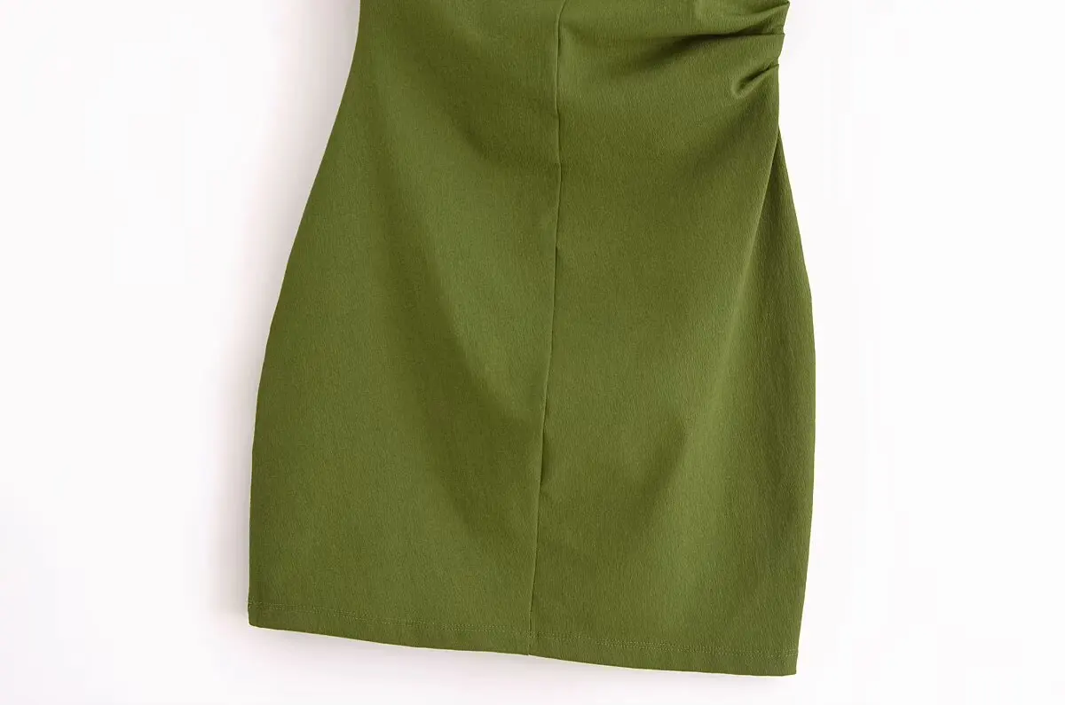 Kondala-mulheres sexy magro vestido curto cintura verde ombreiras mini vestido novo 2025 primavera outono moda festa de casamento vestido de convidado