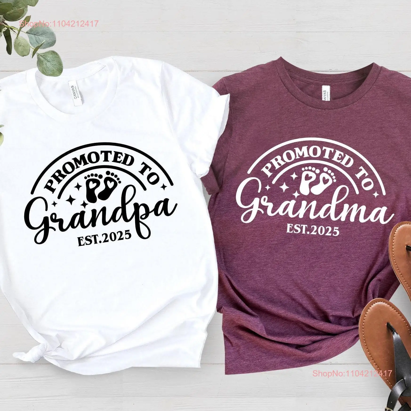 Promoted to Grandpa T Shirt Grandma Grandparents be Pregnancy Reveal Baby Announcement long or short sleeves